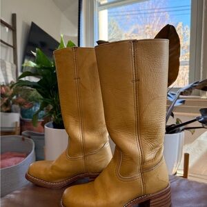 Yellow Leather Knee-High Boots